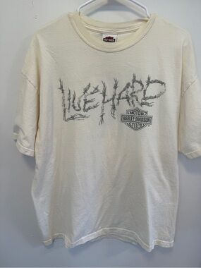 Harley-Davidson Mens XL Cream Tee San Diego Barbed Wire Live Hard*